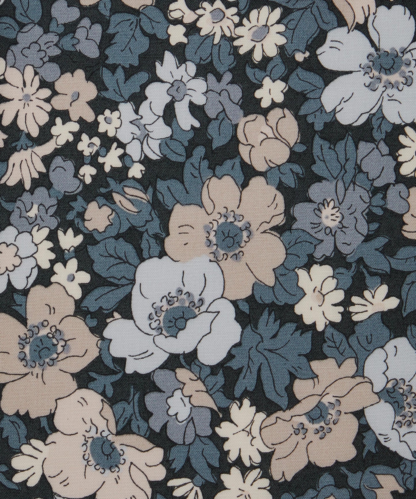 Cosmos Field Lasenby Quilting Cotton Fabric - Blue - Liberty