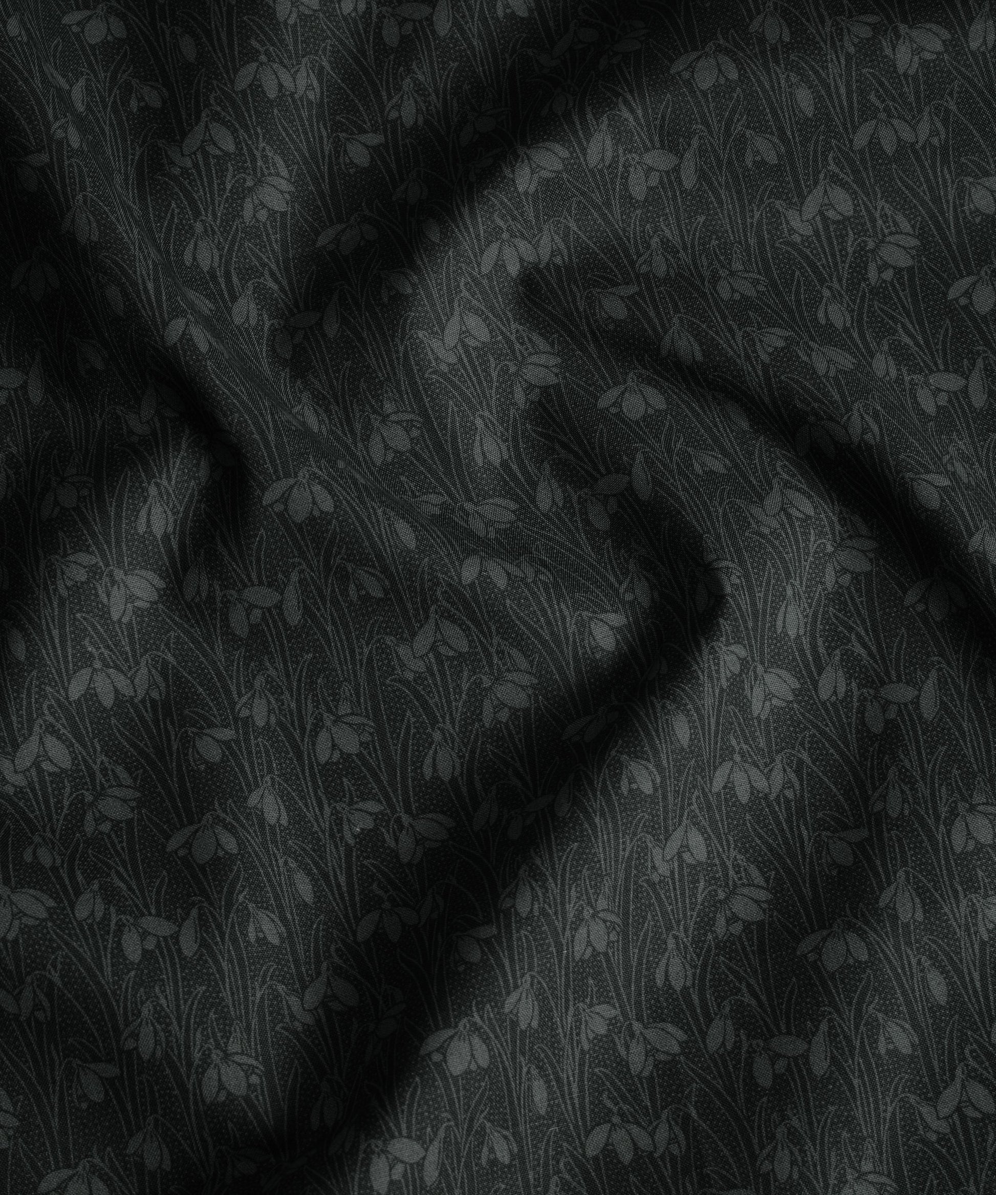 Slate Black Snowdrop Spot Lasenby Quilting Cotton Fabric - Black - Liberty