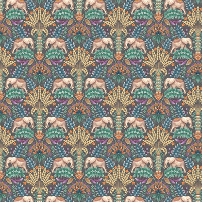 Exotic Elephant Wallpaper - Charcoal - The Graduate Collection