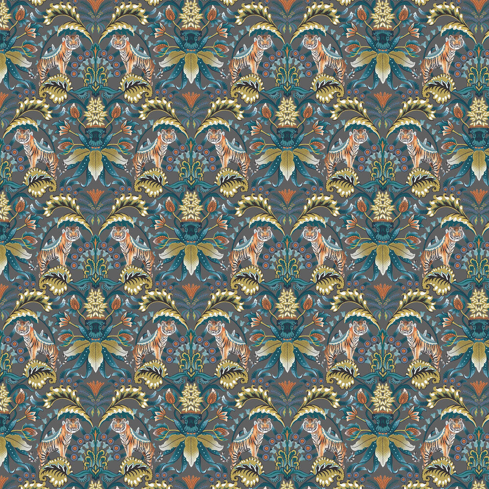 Exotic Tiger Wallpaper - Charcoal - The Graduate Collection