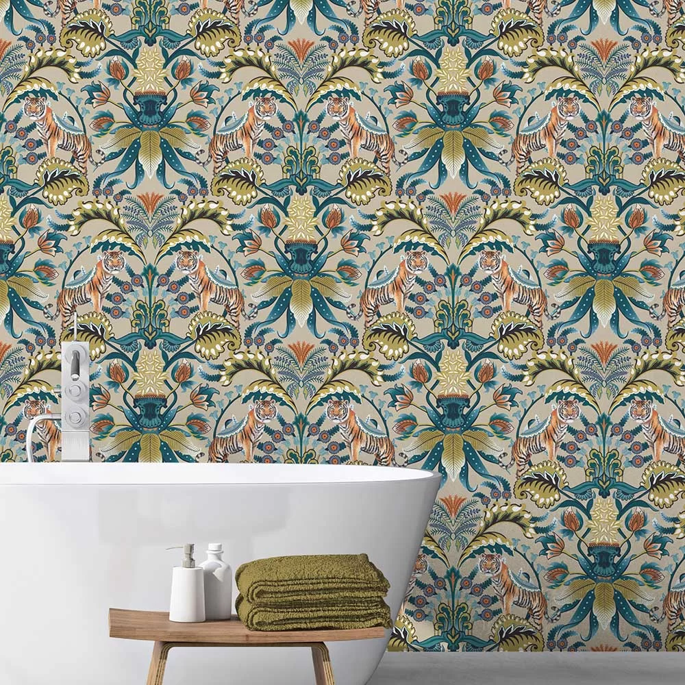 Exotic Tiger Wallpaper - Cream - The Graduate Collection