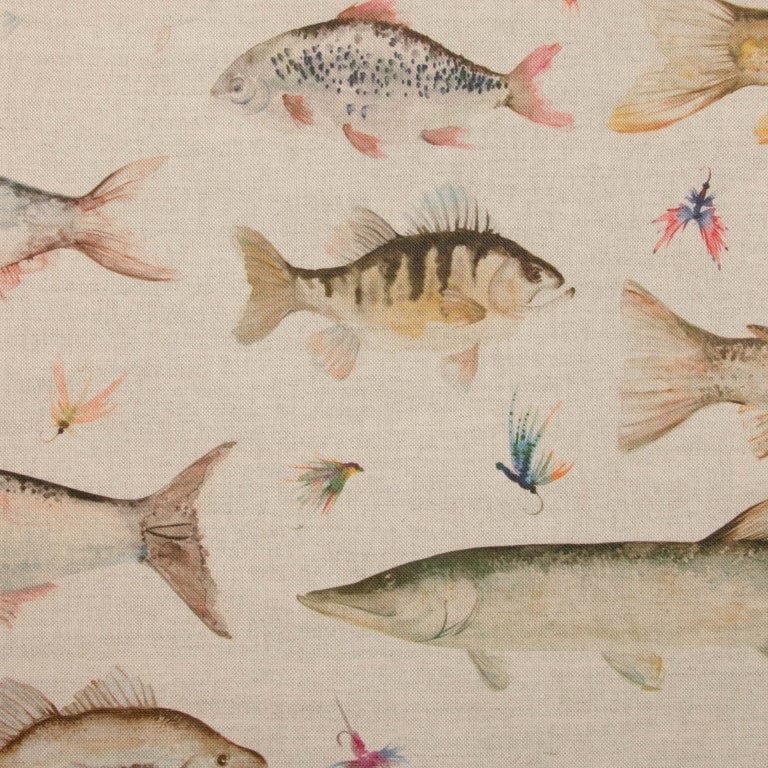 River Fish Large Linen Fabric