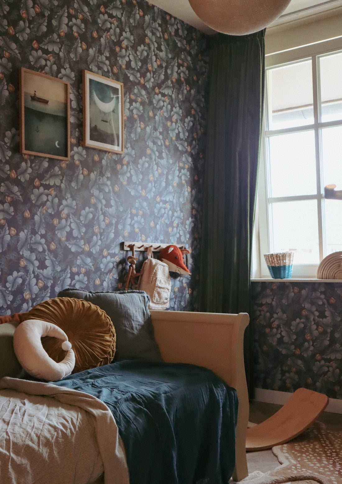 Ranunculus Floral Wallpaper - Midnight Blue - Summer Gray
