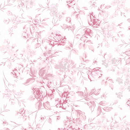 Romantic Rose Wallpaper - Pink - Shabby Chic