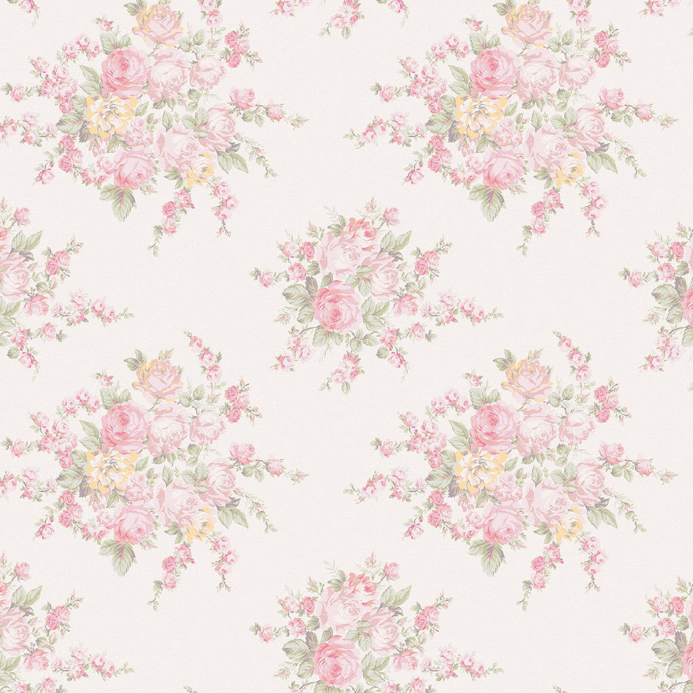 Rose Blossom Wallpaper - Pink - Shabby Chic