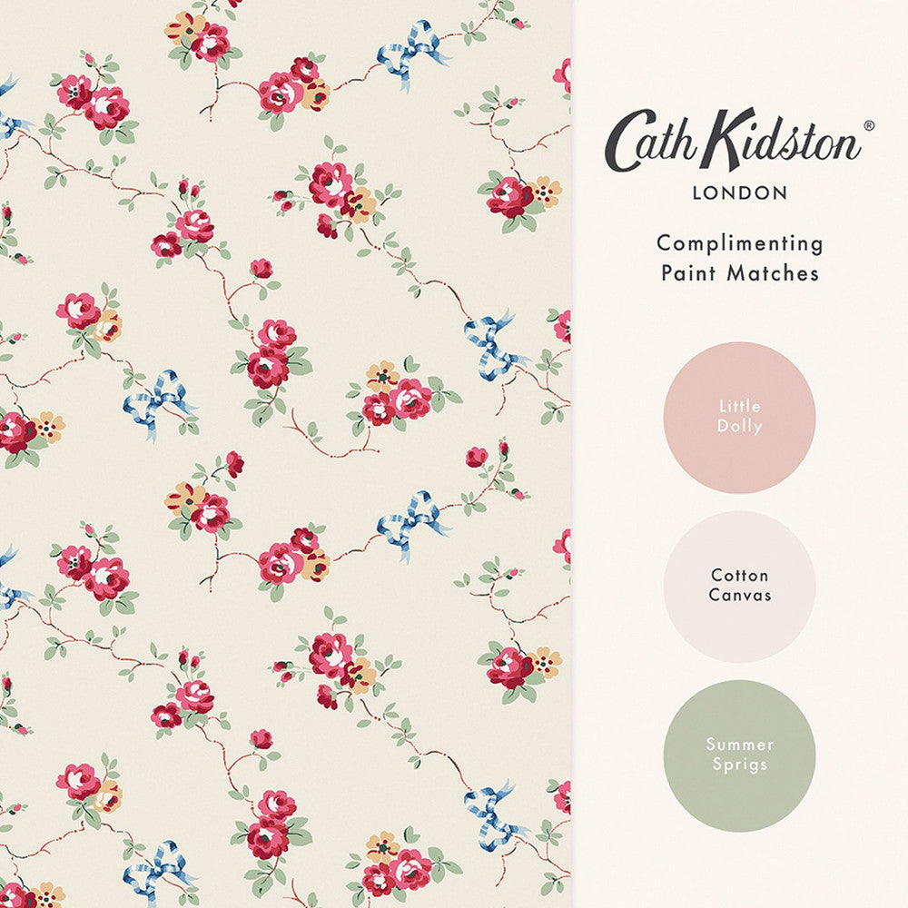 Rose & Bows Wallpaper - Cream - 125511 - Cath Kidston