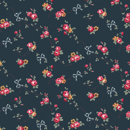 Rose & Bows Wallpaper - Navy - 125512 - Cath Kidston