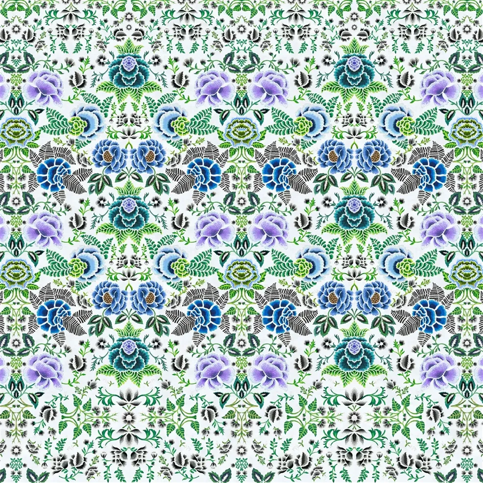 Rose De Damas Wallpaper - Cobalt - PDG1168/01 - Designers Guild