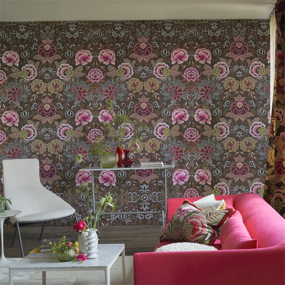 Rose De Damas Wallpaper - Cranberry - PDG1168/04 - Designers Guild