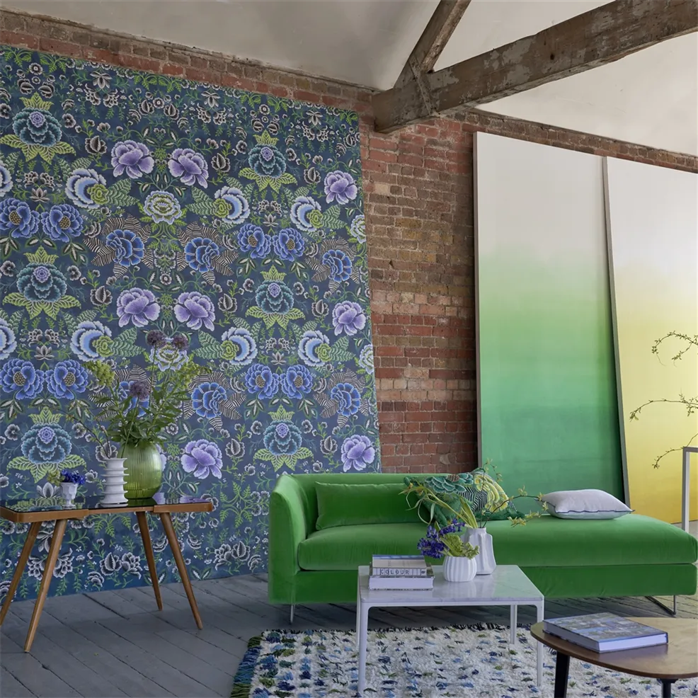 Rose De Damas Wallpaper - Indigo - PDG1168/03 - Designers Guild