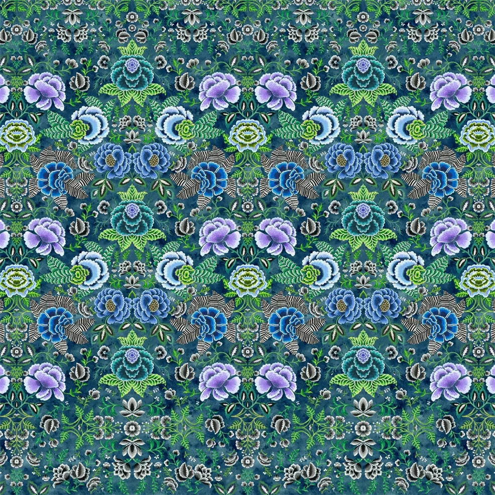 Rose De Damas Wallpaper - Indigo - PDG1168/03 - Designers Guild