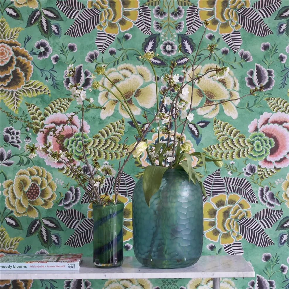 Rose De Damas Wallpaper - Jade - PDG1168/02 - Designers Guild