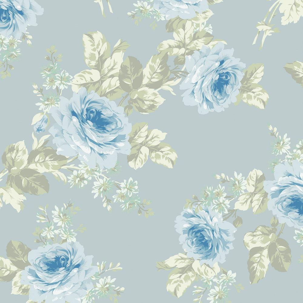 Royal Bouquet Wallpaper - Blue - Shabby Chic