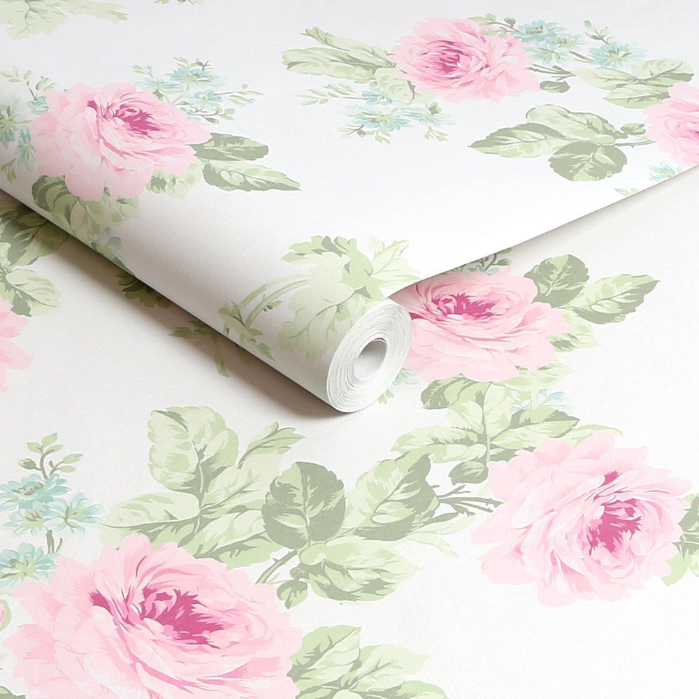 Royal Bouquet Wallpaper - Pink - Shabby Chic