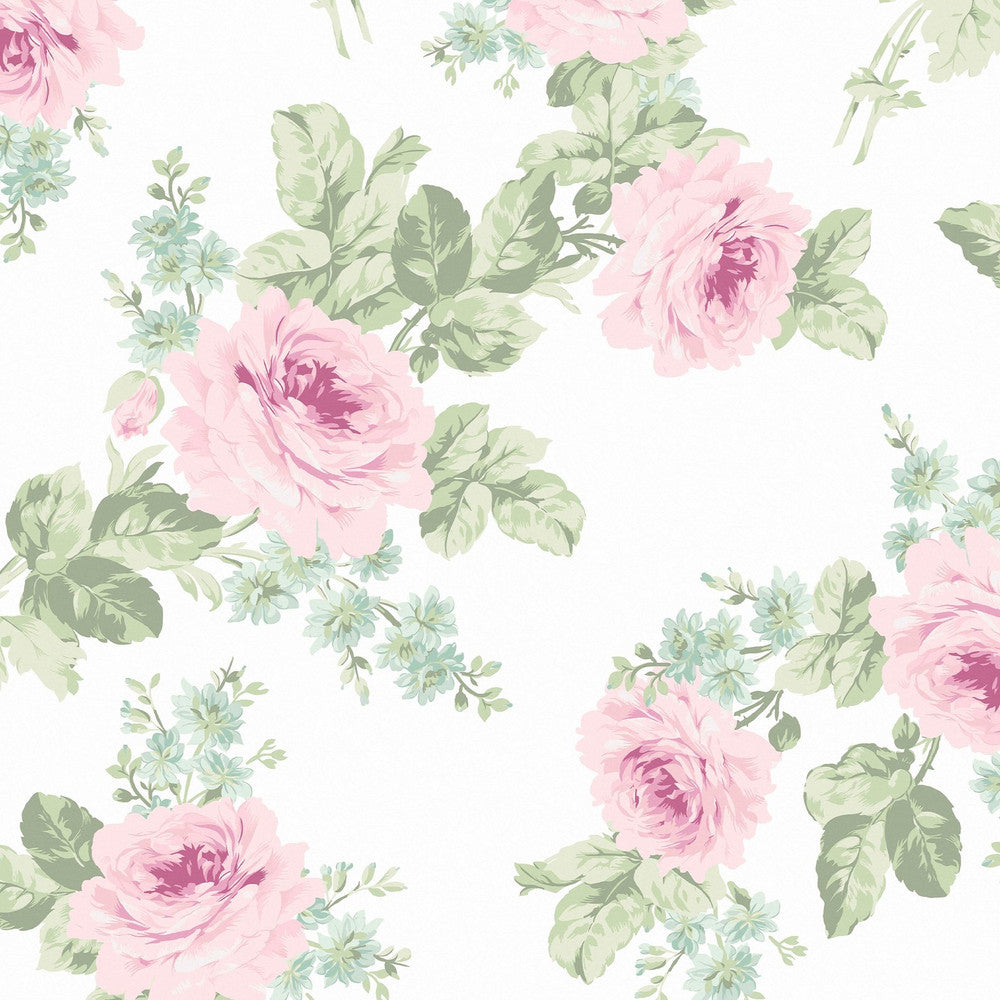 Royal Bouquet Wallpaper - Pink - Shabby Chic