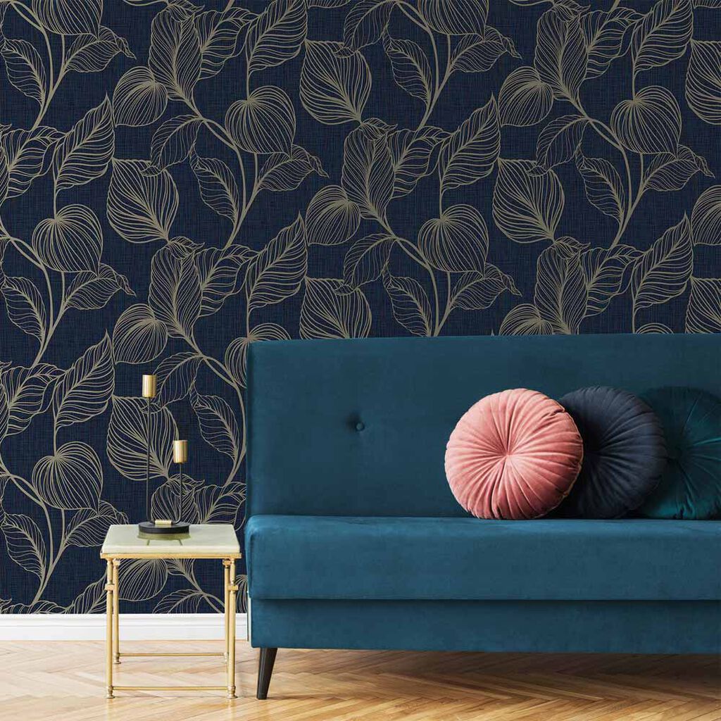 Royal Palm Wallpaper - Sapphire - Boutique Luxury