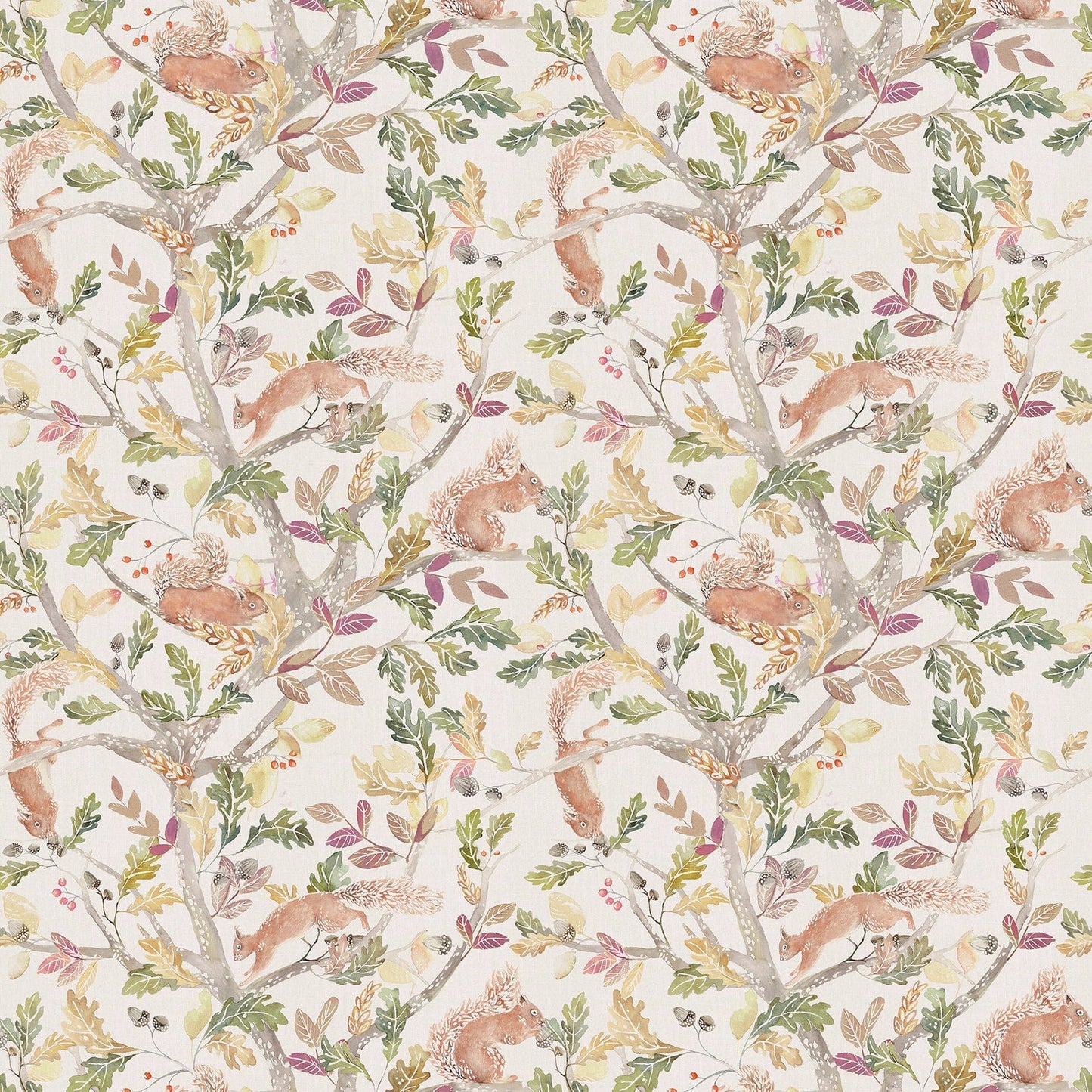 Scurry Of Squirrels Linen Fabric