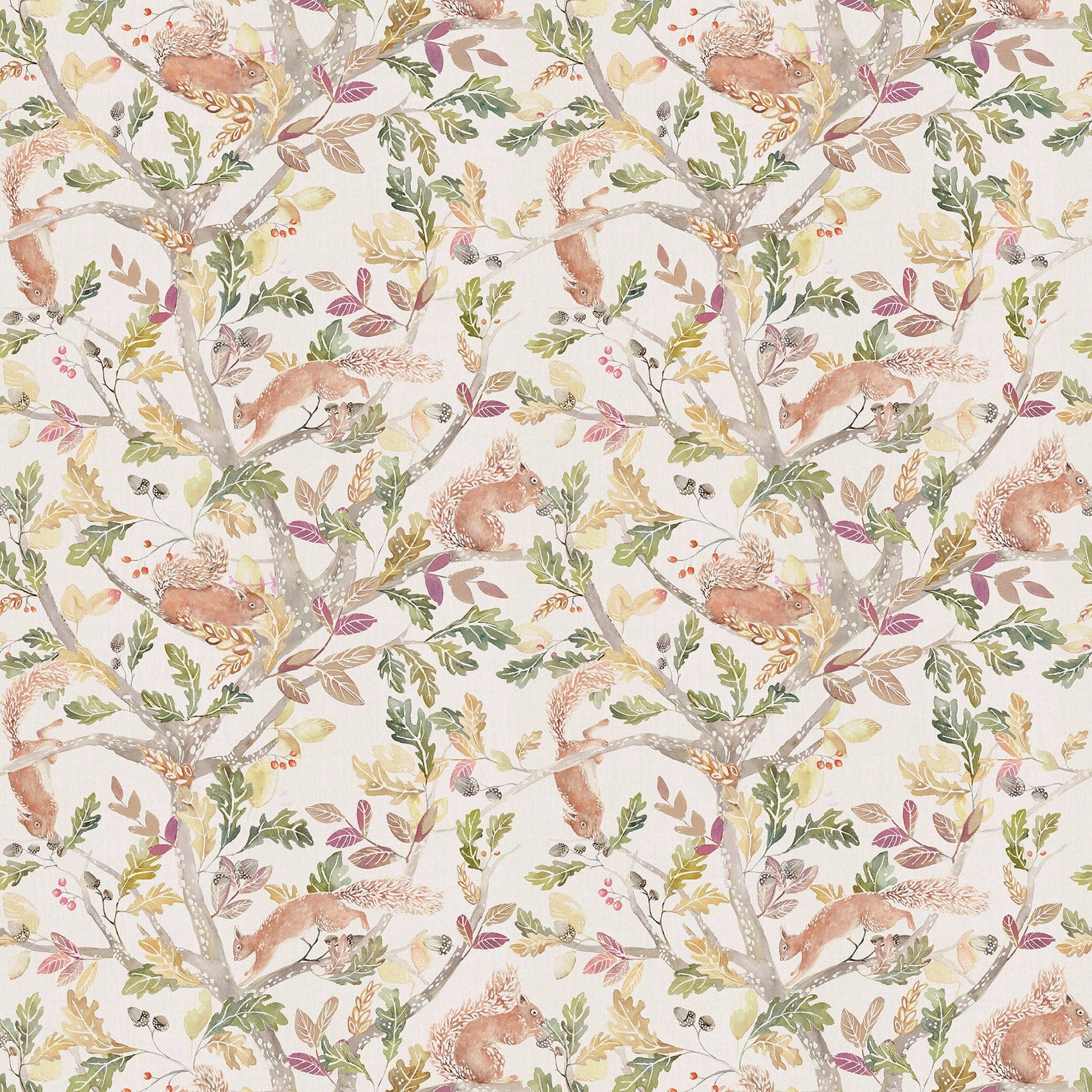 Scurry Of Squirrels Linen Fabric