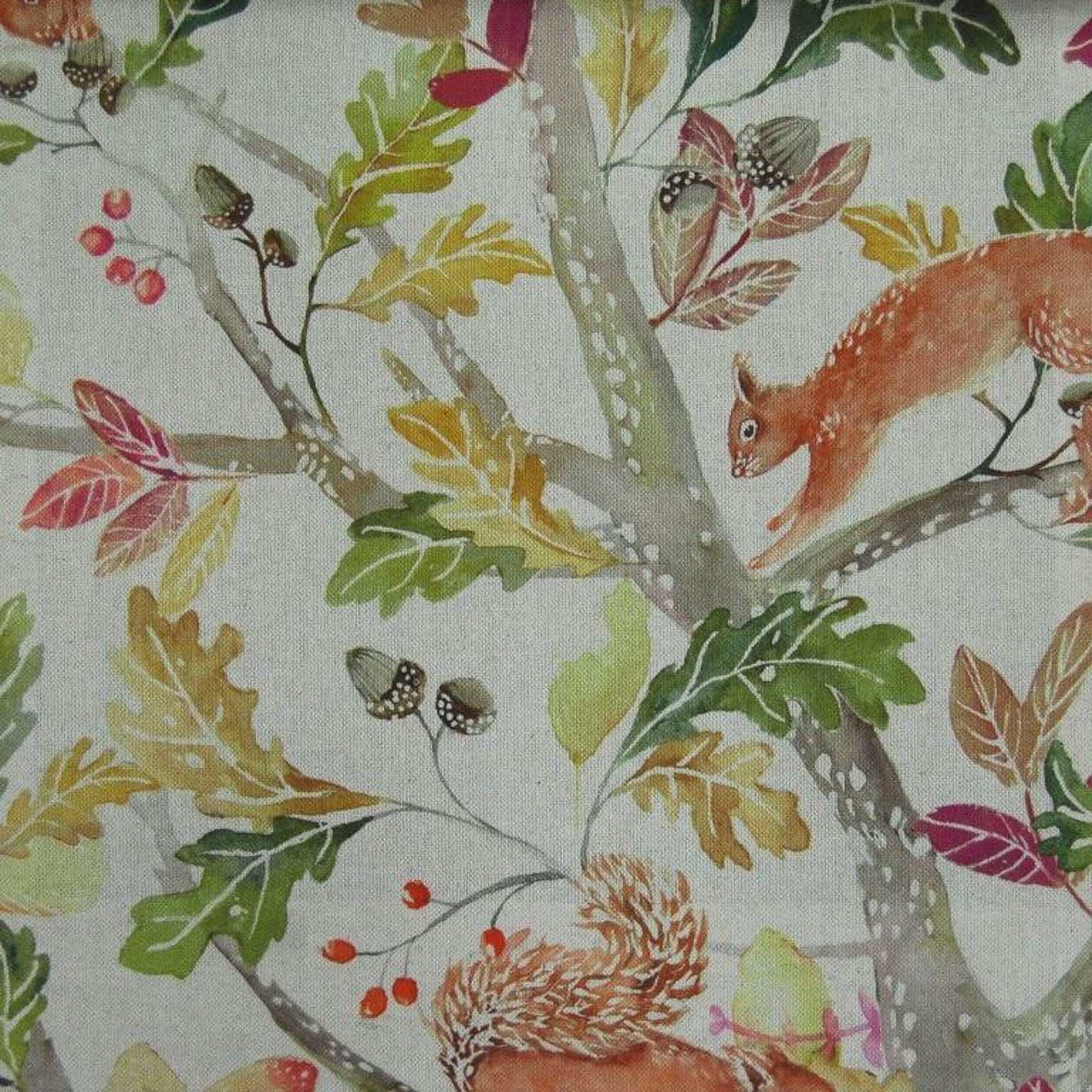 Scurry Of Squirrels Linen Fabric