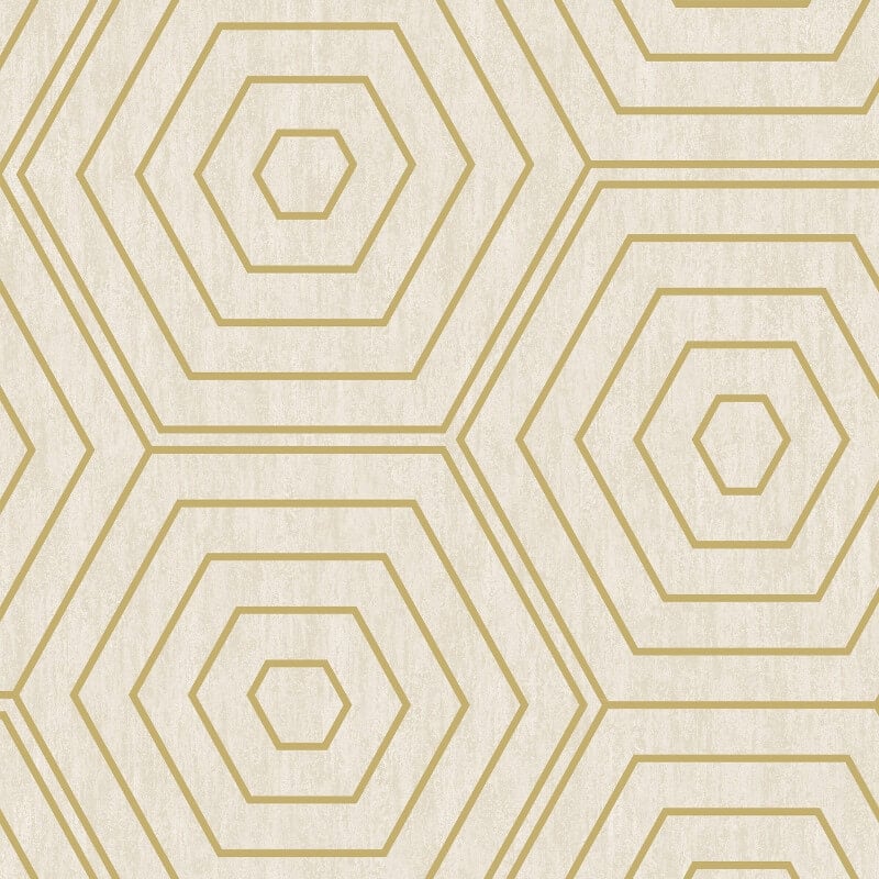 Aztec Hexagons Metallic Wallpaper
