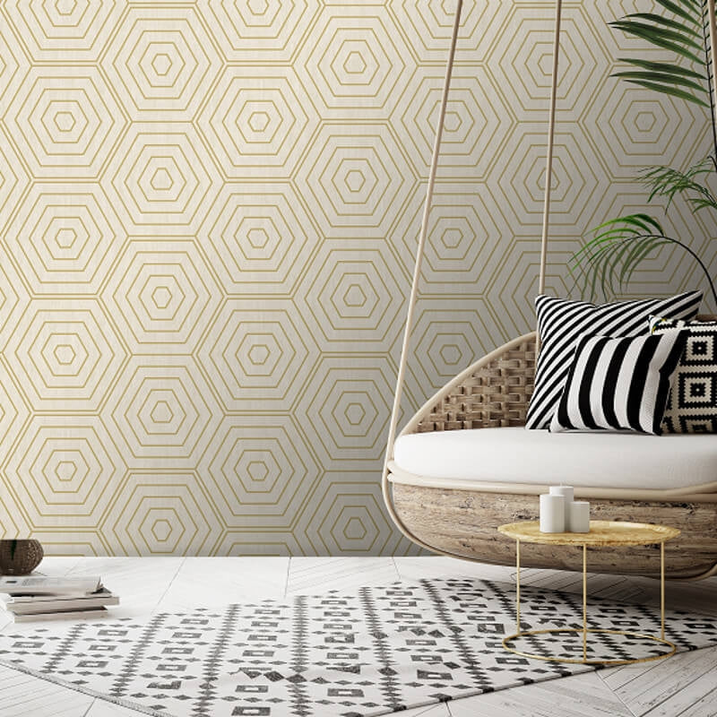 Aztec Hexagons Metallic Wallpaper
