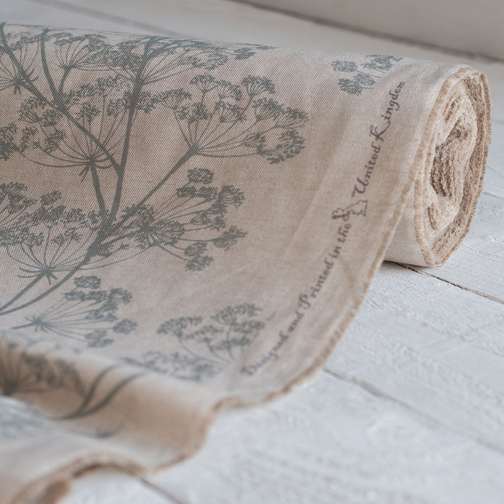 Cow Parsley Fabric - Teal - Jim Lawrence