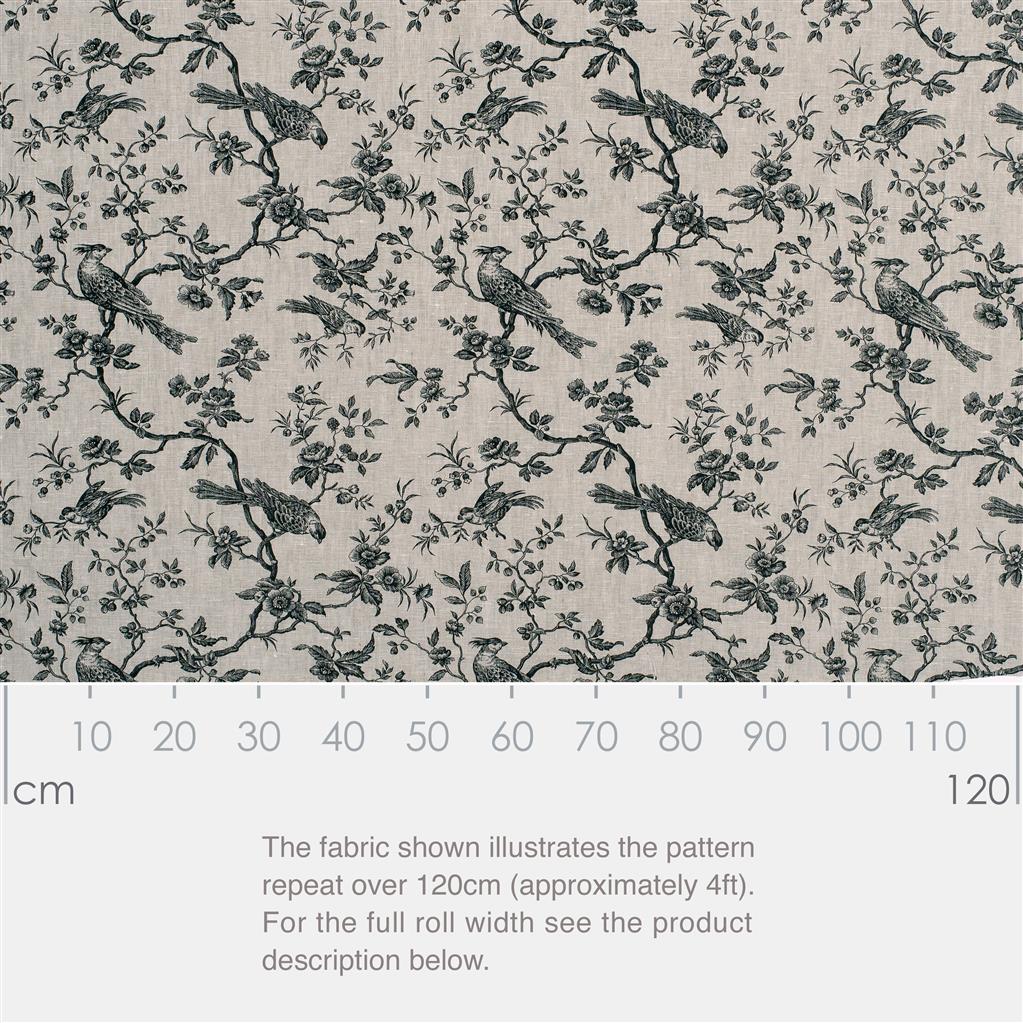 Isabelle Printed Linen Fabric - Black - Jim Lawrence