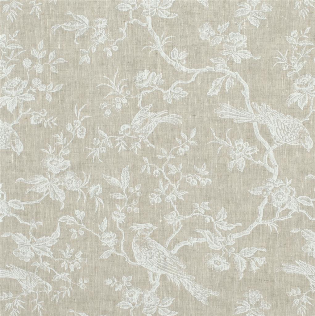 Isabelle Printed Linen Fabric - White - Jim Lawrence