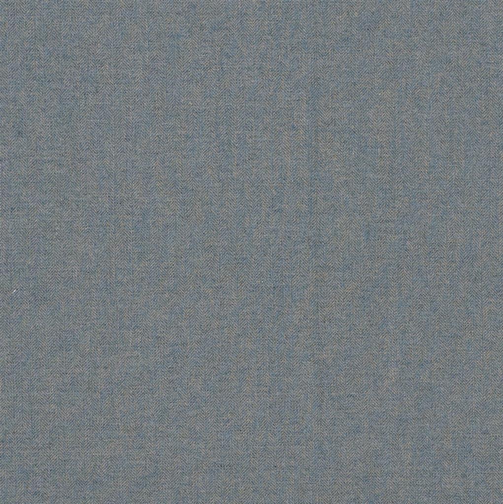 Lovat Herringbone Tweed Fabric - Blue - Jim Lawrence