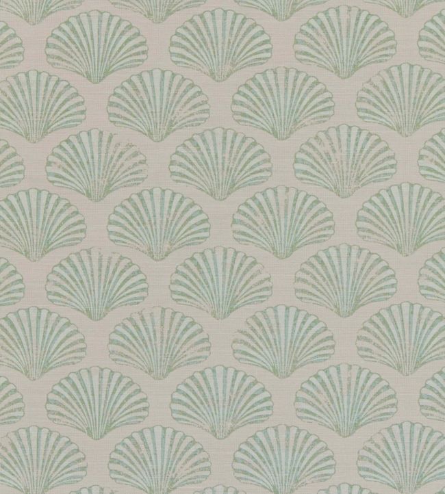 Scallop Shell Fabric - Plaster/Green - BG-F040402 - Barneby Gates