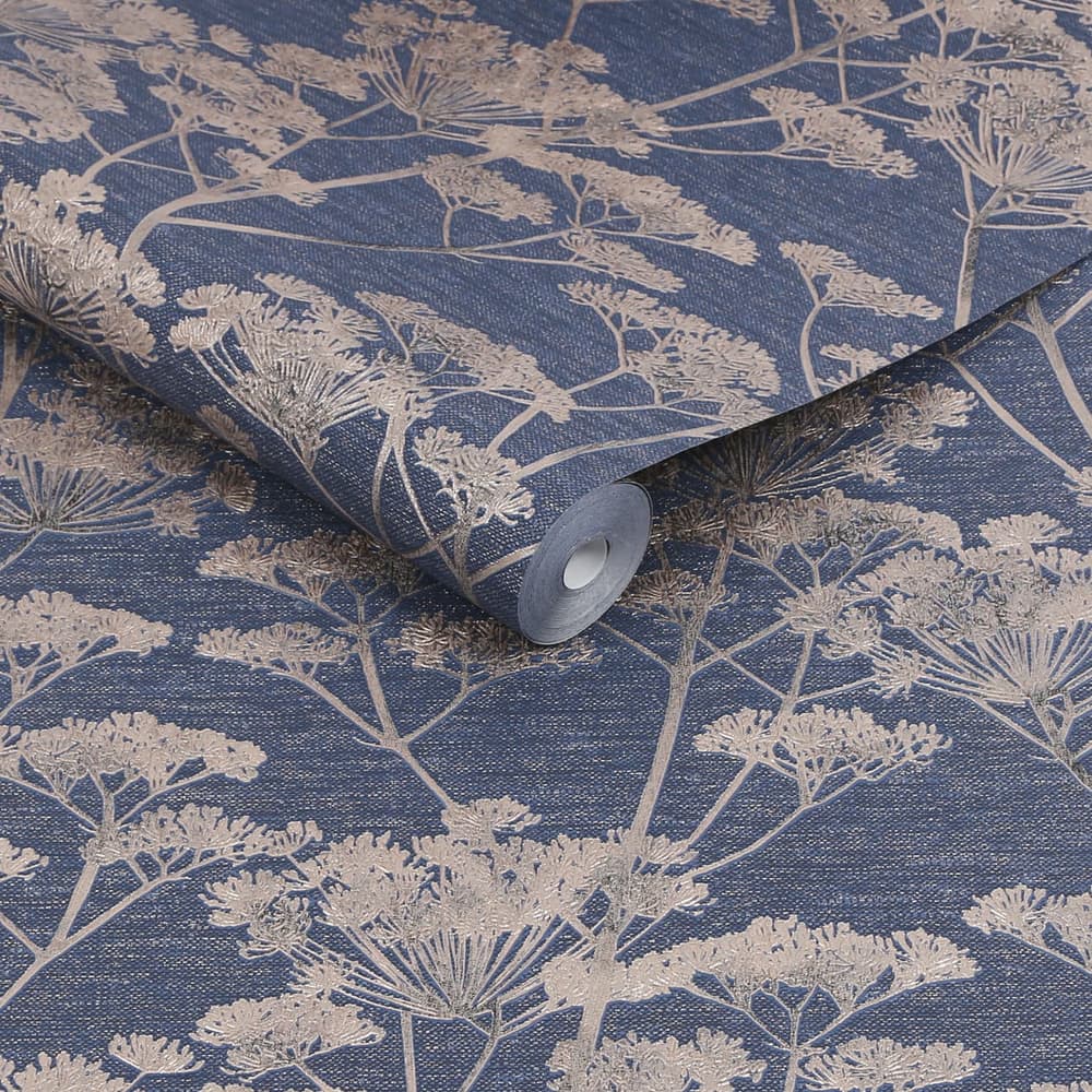 Serene Seedhead Wallpaper - Sapphire - Boutique Luxury