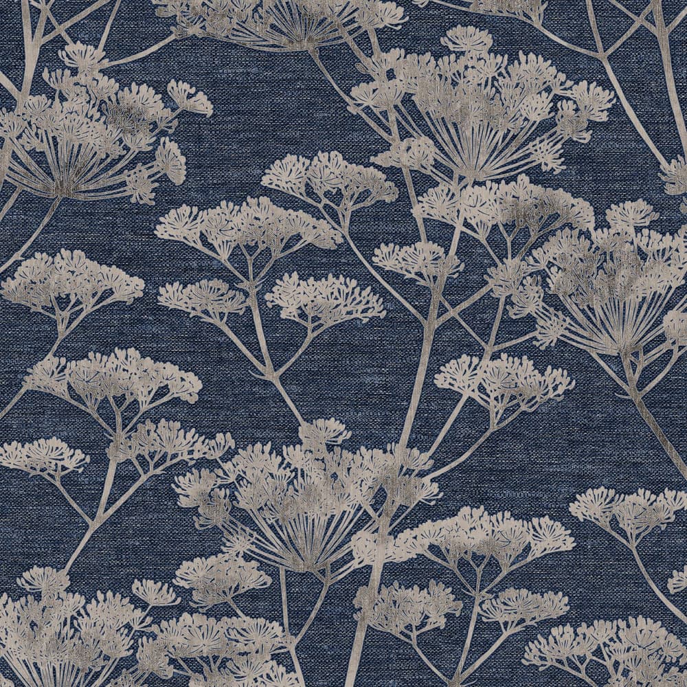 Serene Seedhead Wallpaper - Sapphire - Boutique Luxury