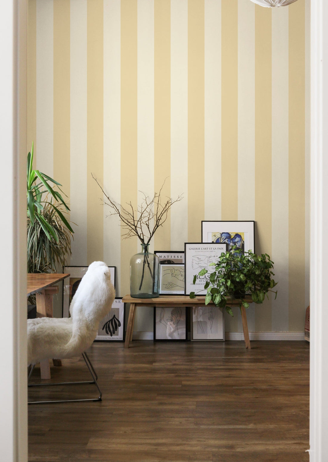St Helen Stripes Wallpaper - Yellow - Summer Gray
