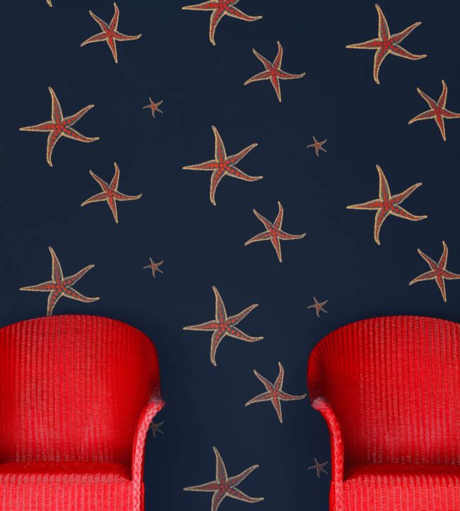 Starfish Wallpaper - Navy/Sienna - BG2200101 - Barneby Gates