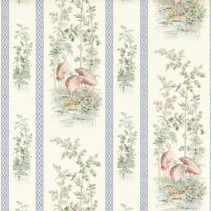 Storks & Thrushes Wallpaper - Tuscan Pink / Cobalt - ZCOT313032 - Zoffany