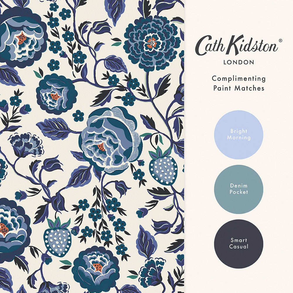 Strawberry Garden Wallpaper - Blue - 125498 - Cath Kidston