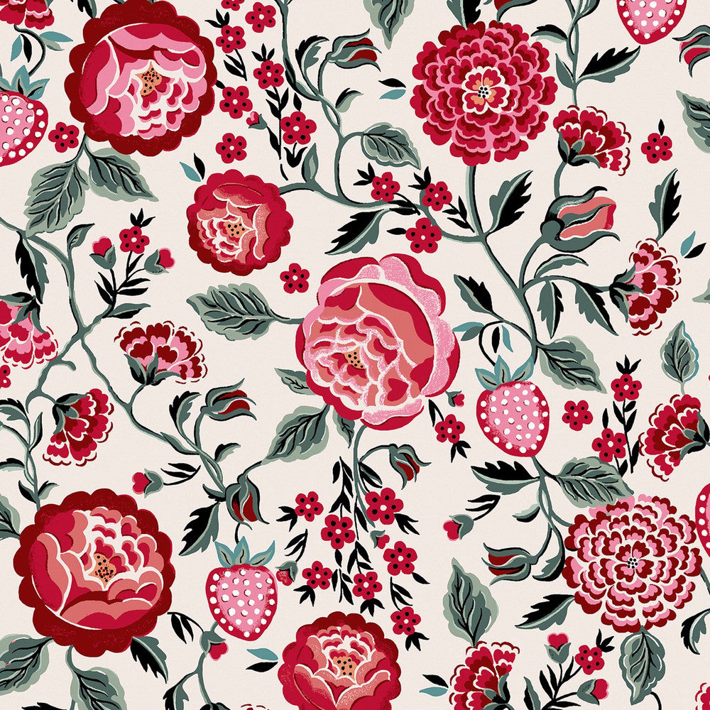 Strawberry Garden Wallpaper - Pink - 125497 - Cath Kidston