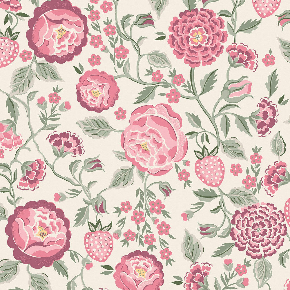 Strawberry Garden Wallpaper - Pink - 125499 - Cath Kidston