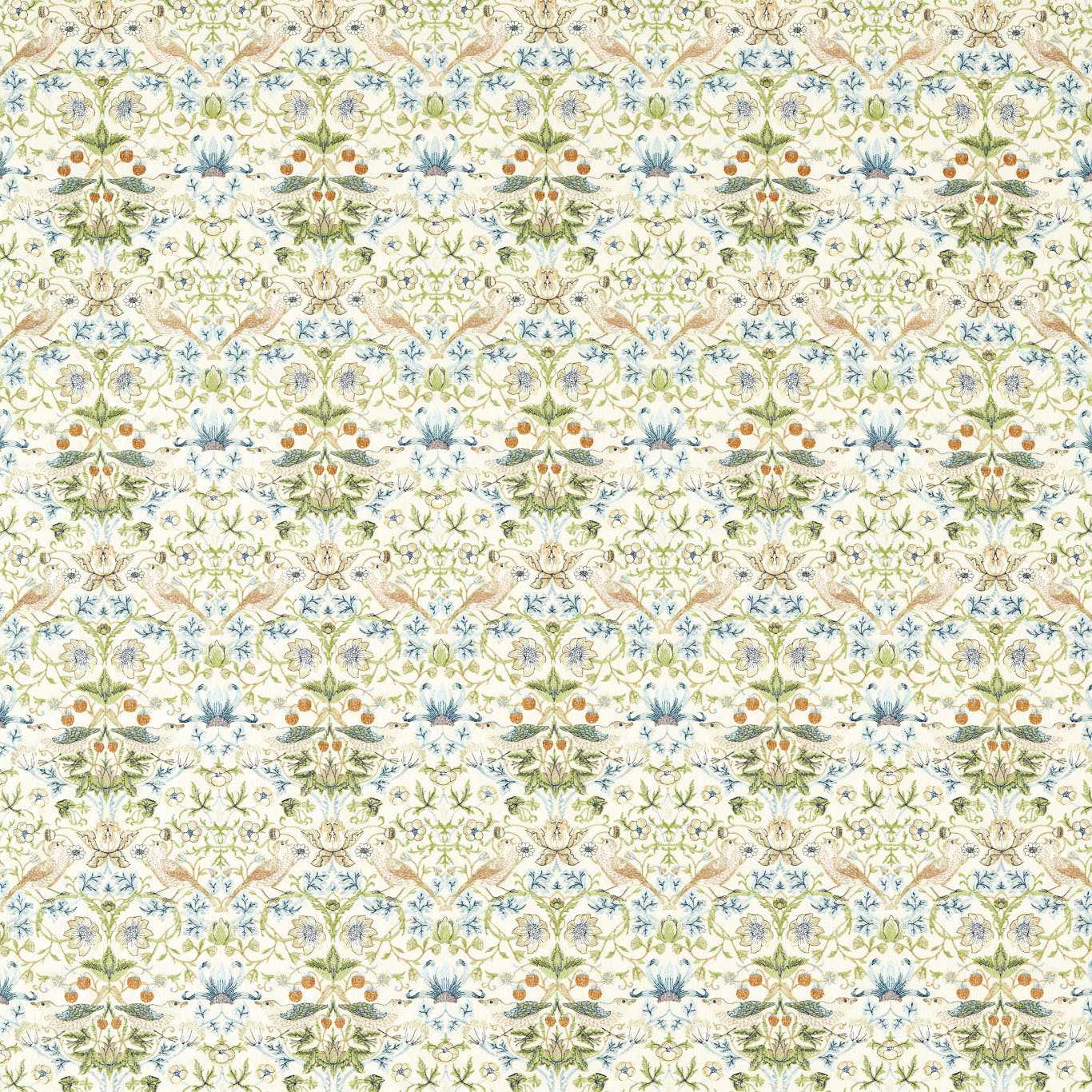 Strawberry Thief Embroidery Fabric - Apple/Blue - F1745/01 - Clarke & Clarke