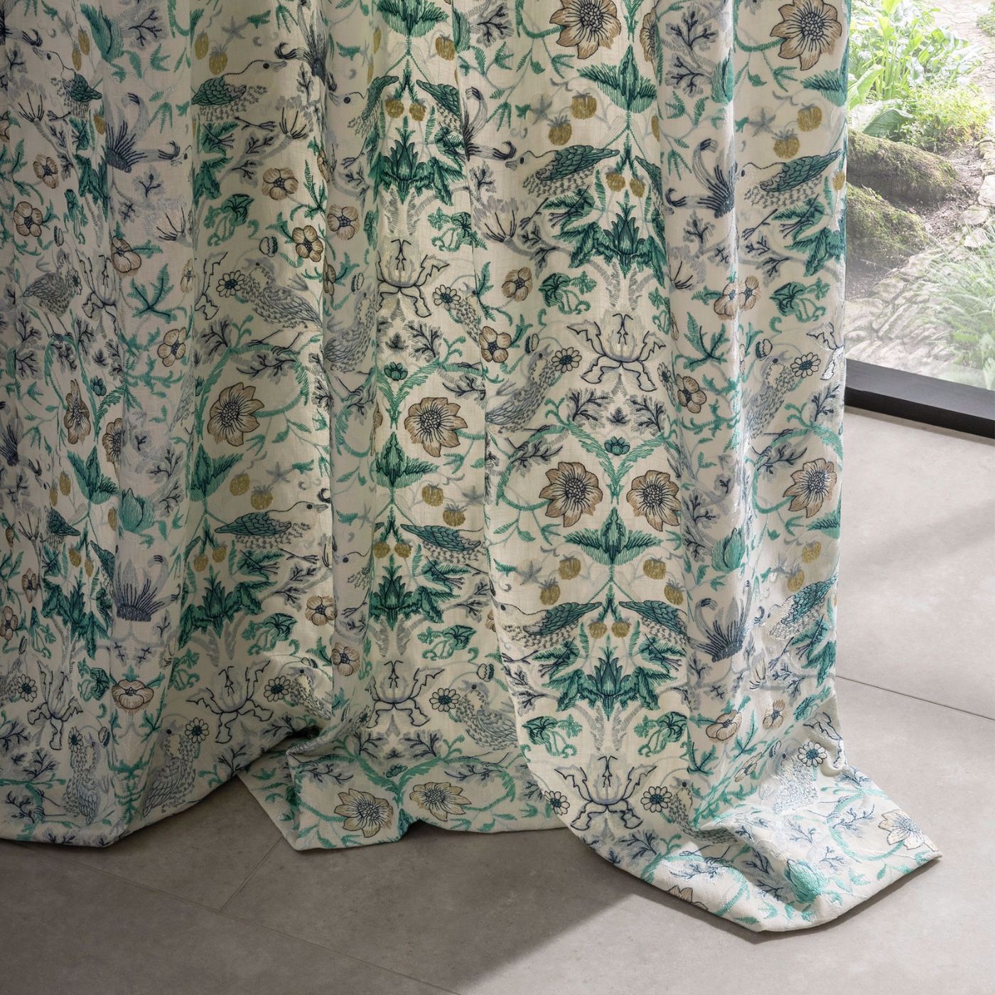 Strawberry Thief Embroidery Fabric - Teal - F1745/04 - Clarke & Clarke