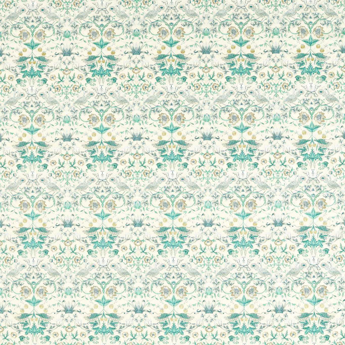 Strawberry Thief Embroidery Fabric - Teal - F1745/04 - Clarke & Clarke