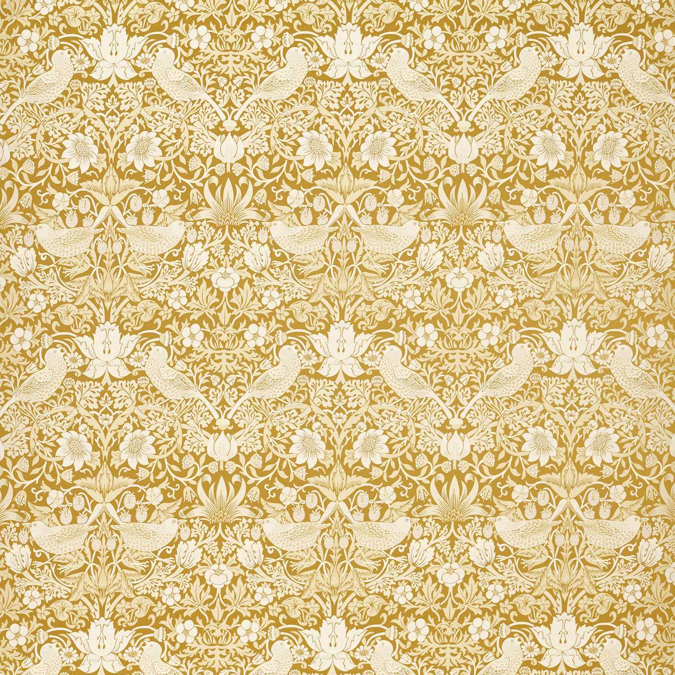 Strawberry Thief Jacquard Fabric - Chartreuse - F1746/01 - Clarke & Clarke