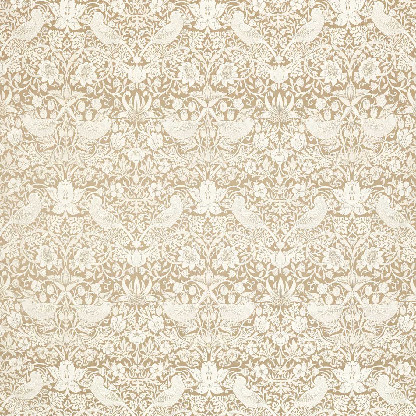 Strawberry Thief Jacquard Fabric - Linen - F1746/03 - Clarke & Clarke