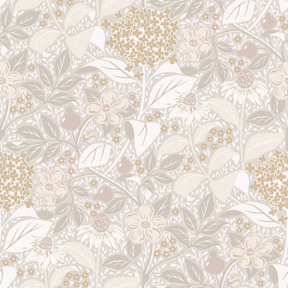 Summer’s Bloom Floral Wallpaper - Beige - Summer Gray
