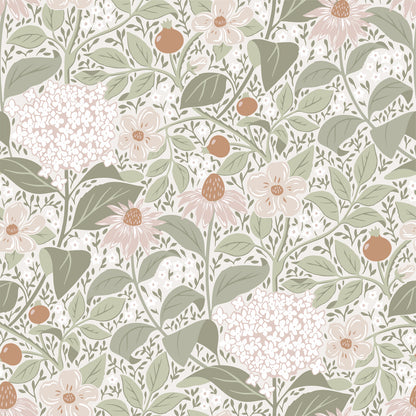Summer’s Bloom Floral Wallpaper - Light Green - Summer Gray
