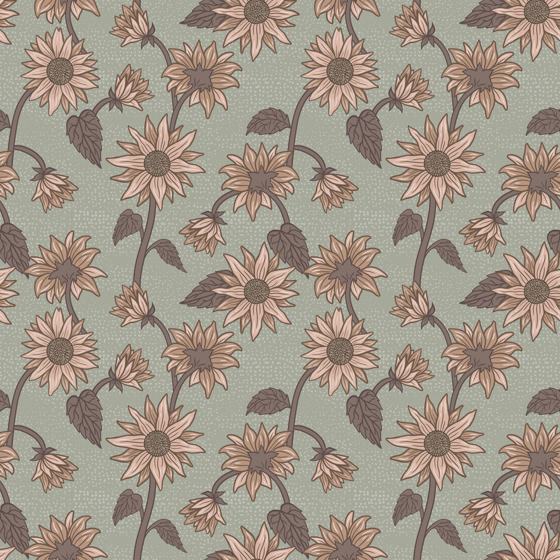 Sunflowers Wallpaper - Green - Summer Gray

