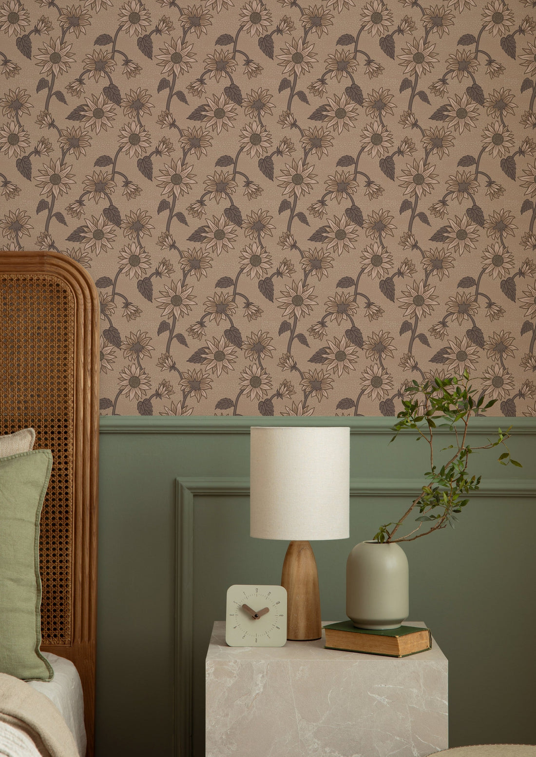 Sunflowers Wallpaper - Tan - Summer Gray
