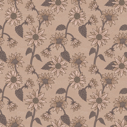 Sunflowers Wallpaper - Tan - Summer Gray
