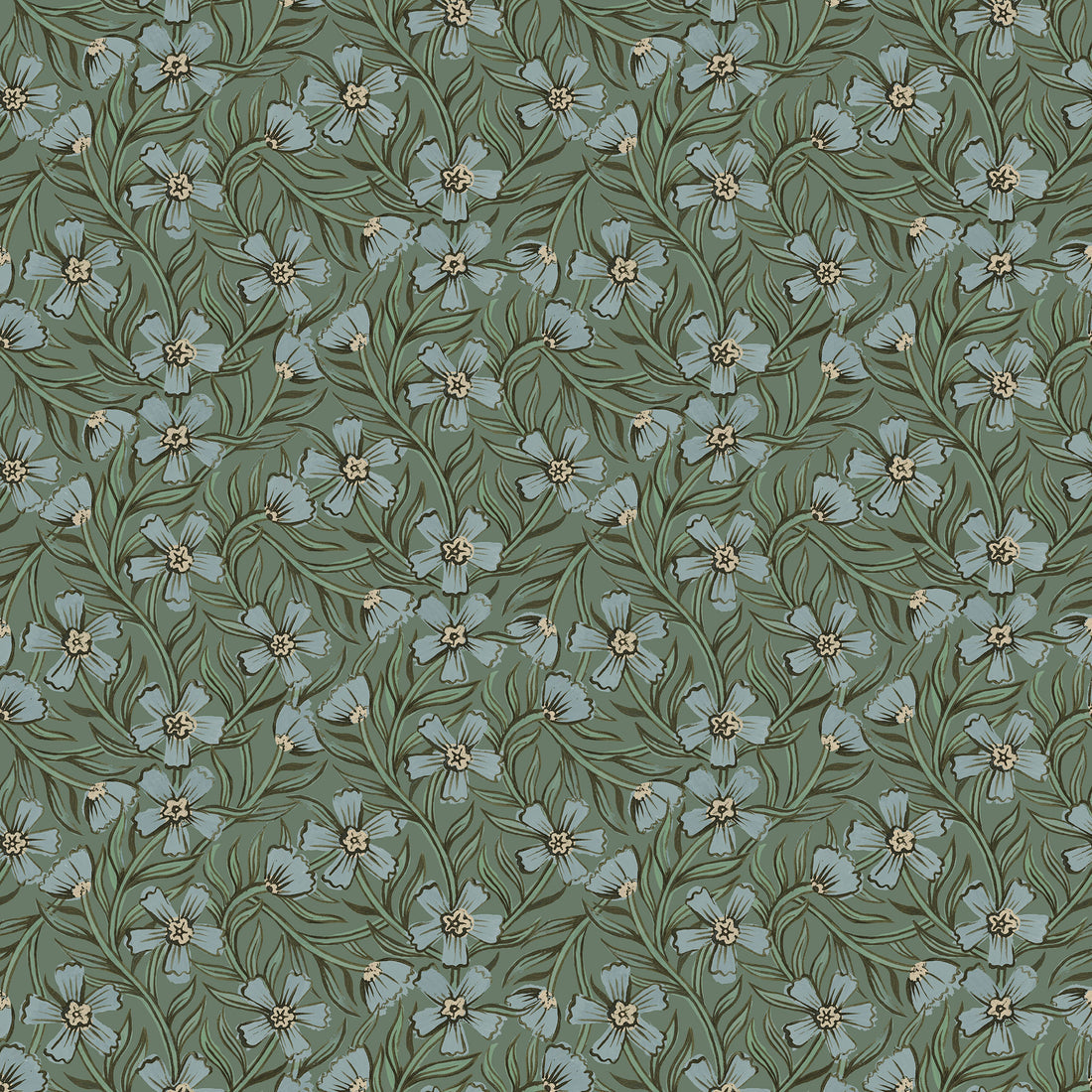 Sweet India Wallpaper - Blue & Green - Summer Gray
