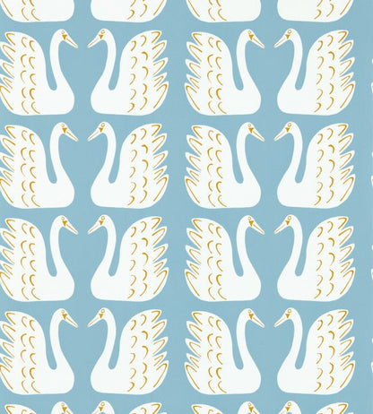 Swim Swam Swan Wallpaper - Sky / Chai - NART112809 - Scion